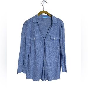 J.McLaughlin Blue Linen Blouse Medium